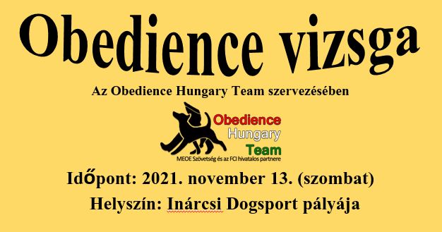 Obedience vizsga – 2021.11.13. – Inárcs
